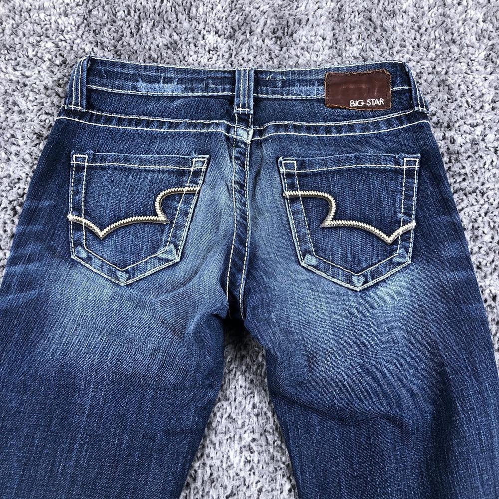Big Star Remy Jeans Womens 27L Tall Blue Med Wash Low Rise Bootcut Stretch - Picture 3 of 16